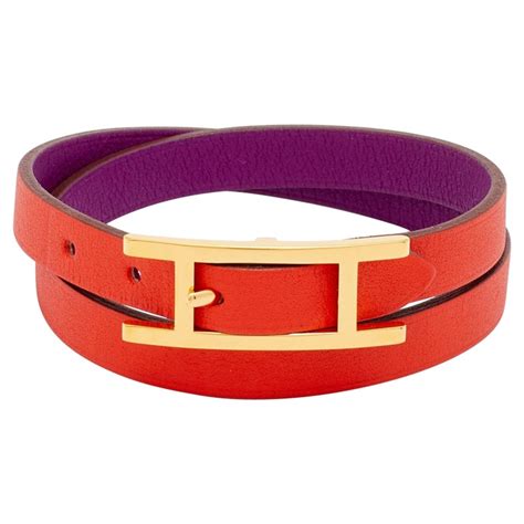 Hermès Behapi Orange and Purple Leather Double 